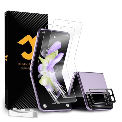 JZG 2 x Protector Pantalla para Samsung Galaxy Z Flip 4 (6,70 Pulgadas) con 2 x Protector de Lente de Cámara, Autorreparación, Compatible Huellas Dactilares ID, HD Clara, Antiarañazos