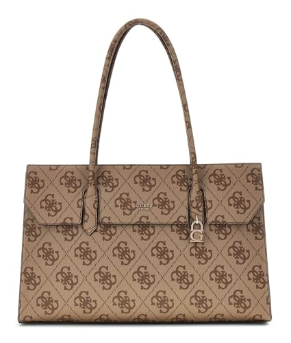 Sac à épaule GUESS Kiera Tote cabas marron clair imprimé logo chic