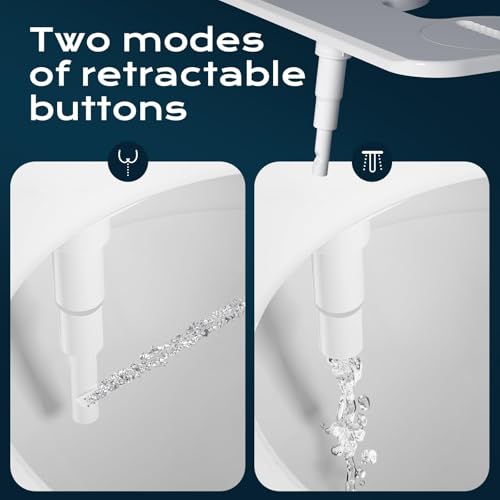 Bidet Toilet Seat Attachment with Rear and Feminine Wash, Bidet Attachment for Toilet with Self-Cleaning and Adjustable Bidet Sprayer & 21°Angle Control (Chrome) — view 3