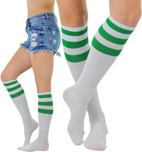 Image of ToBeInStyle Women's Premium Below Knee Athletic Socks w /Contrasting Wide Stripes