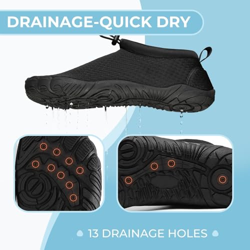 Mishansha Unisex Badeschuhe Atmungsaktiv Mesh Wasserschuhe Sommer Schnell Trocknend Aquaschuhe, Massiv Schwarz 46