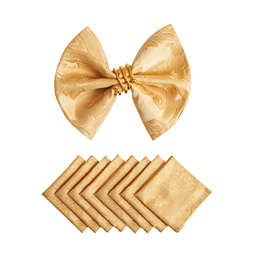 Homejoy Cloth Napkins Set Of 8 – Square 17X17 Inch Jacquard Fabric Polyester Washable Reusable Cloth Napkins For Kitchen Dinner Dining Restaurants Wedding Party Banquet Table (Gold, 17X17 Inch) #TOP7
