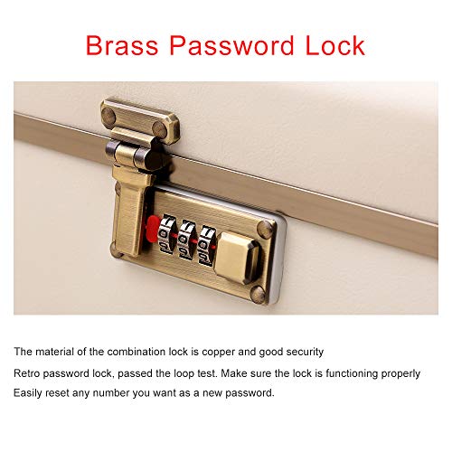 urecity Portable Makeup Train Case Cosmetic Organizer Case Leather Storage Box with Combination Lock (15