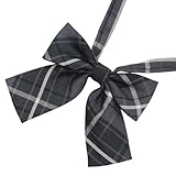 NGCG Korean Japanese College Fashion Gray Checkered Pre-Tied Neck Tie JK Girl School Uniform Necktie Student Bowtie Neckwear Uniso