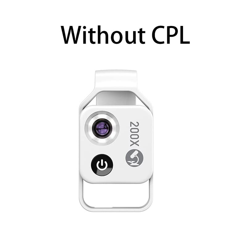 Microscope Magnification Microscope Lens, for Phone Camera Lens Phone with 6 LED Lights(White Without CPL)