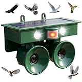 2026 Upgraded Solar Bird Repellent Outdoor: Ultrasonic Pigeon Repeller with Motion Sensor&LED Flash Light-Professional Woodpecker Deterrent for Farm,Garden,Patio-Waterproof Bird Deterrent Device