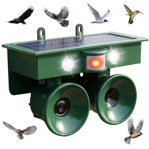 2026 Upgraded Solar Bird Repellent Outdoor: Ultrasonic Pigeon Repeller with
