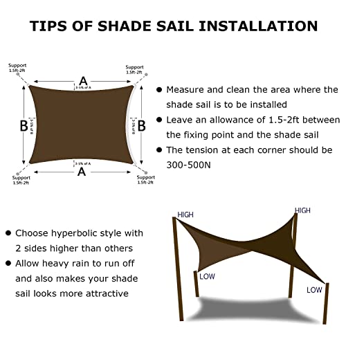 Image of KANAGAWA 10'X12' Sun Shade Sail Brown Curved Rectangle Customizable