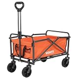 Carro Playa de Mano Trolley, Mango Regulable, Plegable, Naranja