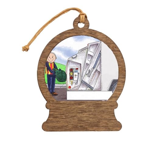 PrintedPerfection.com Personalized Sanitation Engineer - Male Wooden Snow Globe Shaped Christmas Ornament