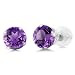1.00 Ct Round Purple Amethyst 14K White Gold Stud Earrings 5MM