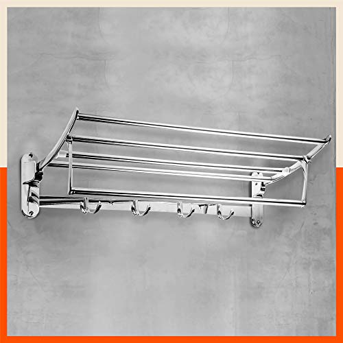 Aquila by Bathla - Dorado Stainless Steel Towel Rack/Holder/Stand for Home | Wall Mountable & Foldable | Corrosion Resistant Chrome Finish (Large - 24 inches)