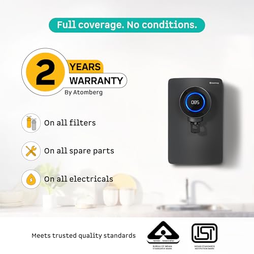 Atomberg Intellon - India’s 1st Adaptive Water Purifier*| RO+UF+UV+Alkaliser | Zero Cost for 2Yrs | 4 Modes | TDS-Based Filtration | Smart IoT | 7-Stage | Retains Minerals | 8L | 2Yr Warranty | No AMC view 2