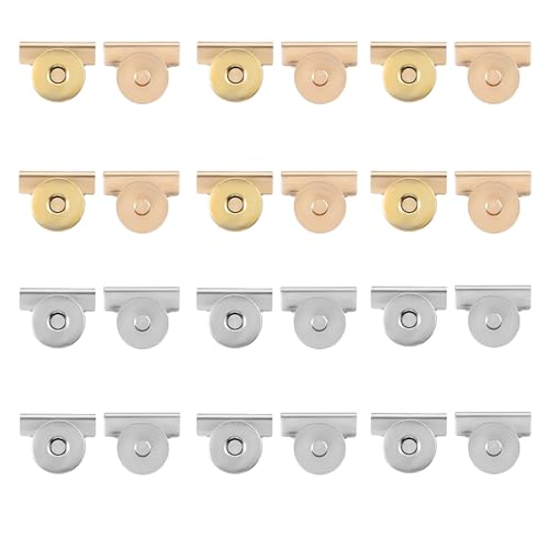 Tonsamvo 12 Pairs Magnetic Snaps for Purses and Totes- Magnetic Closures No-Sewing Metal Clasps Buttons for Bag Clothing Curtains and DIY Crafts (Gold and Silver)