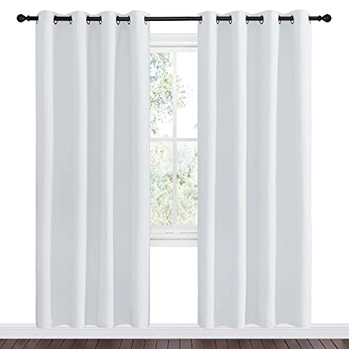 Image of NICETOWN Room Darkening Curtains for Living Room - Easy Care Solid Thermal Insulated Grommet Room Darkening Curtains /Panels /Drapes for Bedroom (2 Panels, 55 by 78, Greyish White)