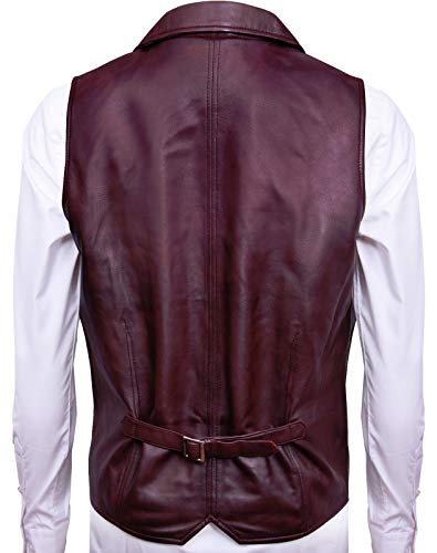 Men's Classic Smart Conker Brown Leather Waistcoat3