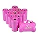 220 Pet Waste Bags, Dog Waste Bags, Bulk Poop Bags on a roll, Clean up poop bag refills - (Color: Pink) + FREE Bone Dispenser, by Pet Supply City LLC