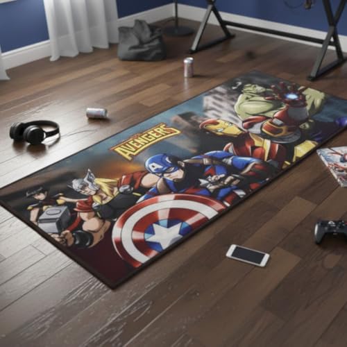 Image of Athom Living Avengers Runner Carpet 2x4.5 Ft, Soft Printed Mat with Anti-Skid Backing, Durable Washable Runner for Kids Bedroom, Play Area & Playroom Decor
