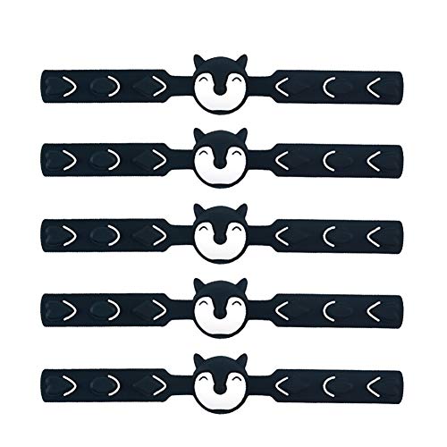 5 PCS Courroies élastiques pour Masques,Réglable Mignon Crochet Anti-dérapant Silicone Extension Boucle Protecteur Boucle d'oreille Soulagé pour les Enfants Filles (Noir) Cover