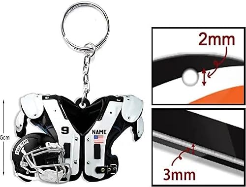 IZI POD Custom Name Football Uniform - American Football Shoulder Pads And Helmet - Personalized Flat Acrylic, Custom Color Football Keychain, Gifts For Son Grandson Husband Men/Gift-8