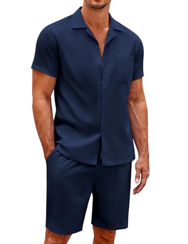 Ensemble de 2 pièces pour homme Coofandy avec chemise boutons et short d'été décontracté