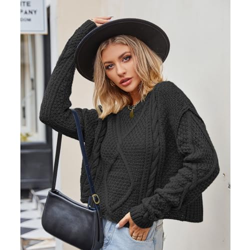 Women's High Waist Pullover Round Neck Knitted Jumper with Solid Color3