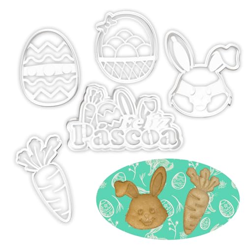 Kit Forminhas Cortadores de Biscoito Páscoa – Coelho, Ovo