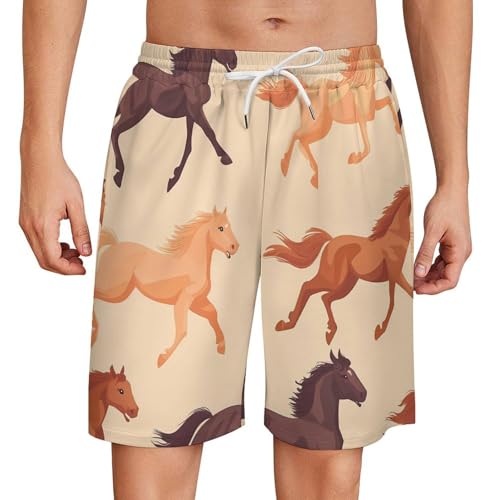 Racing Horses Horseraces Men's Athletic Short Gym Sweat Shorts Jogger Pant with Pocket
