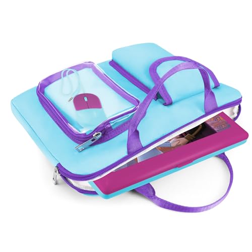 Image of Annmore Bag for LEXiBOOK Educational and Bilingual Laptop, Blue /Purple | Tablet Laptop Sleeve Bag, Multiple Compartments, Portable Handle, 11.81x9.45 in, Vibrant Colors