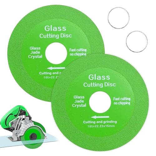 2 Piezas Disco de Corte de Cristal, 100mm, Orificio de 22.23mm，Ideal para Cortar Botellas, Azulejos, Porcelana y Jade, Compatible con Amoladoras Angulares, Cortes Rápidos y Precisos