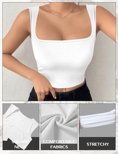 Square Neck Tops for Women, Sleeveless Crop Tops for Women Sexy Cropped Tank Tops, Going Out Tops 2024 Summer Trendy Clothes - Image 5