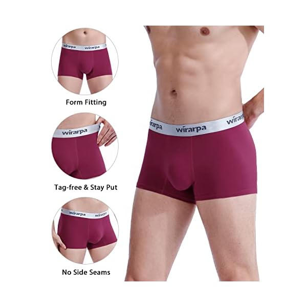wirarpa Men's Cotton Boxer Briefs Short Leg Underwear Tag-Free No Fly Trunks 4 Pack Assorted Medium - Image 4