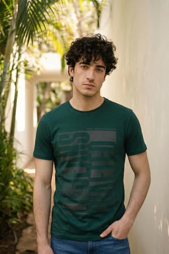 Image of Louis Philippe Men's Slim Fit Signature Graphic Print Premium Breathable Cotton, All Day Comfort Half Sleeve Crew Neck Tshirt