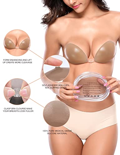 Image of Wingslove Adhesive Bra Reusable Strapless Self Silicone Push-up Invisible Sticky Bras for Backless Dress
