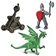 Safari Ltd. Ritter & Drachen Toob - Set mit 10 Miniaturfiguren: Rote & Blaue Königsritter, Katapult und Grüner Drache - Geschichts-Lernspielzeugfiguren für Jungen, Mädchen & Kinder ab 3 Jahren