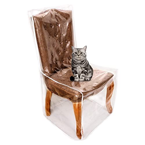 KASEEMI Housse de Chaise, Protection de Chaise de Salle à Manger en Plastique, Housses Transparentes en Plastique pour Chaises De Salon, Housse de Protection Contre la Poussière
