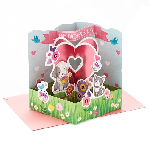 Hallmark Paper Wonder Mother's Day Pop Up Card (Cat and Dog)