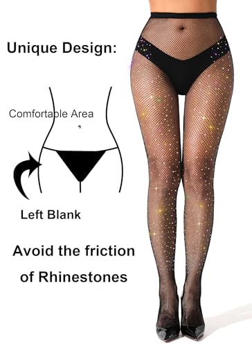 VEBZIN More Sparkly Fishnets Tights Fishnet Stockings Rhinestone Fishnet Tights for Women3