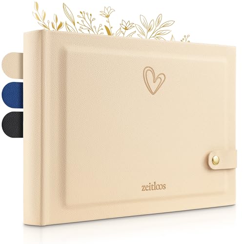 Zeitloos Fotoalbum zum Einkleben - Platz für 150 Fotos - herz - Fotobuch 21 x 28 cm in Beige - 50 weiße Seiten - Fotoalben sind das perfekte Geschenk.
