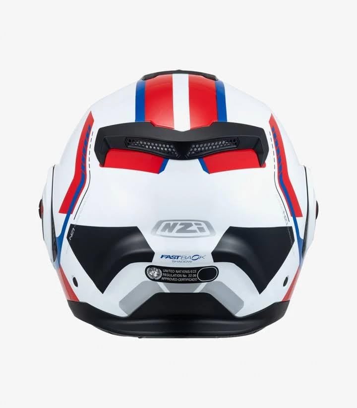 NZI Casco Modular NZI Fastback Duo 180º Shadow Blanco Azul Rojo Abatible con Visor Solar - Unisex Hombre y Mujer - Homologado P/J ECE 22.06 (XXL)