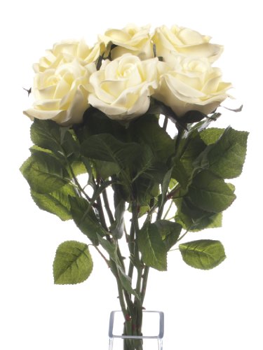 Closer2Nature 6F023EW - Ramo de 6 Rosas Artificiales, 70 cm, Color Blanco