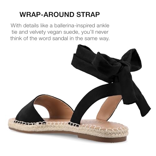 Journee Womens Espadrille Lace Up Open Square Toe Breathable Flats Emelie Tie Wrap Ankle Strap Sandal3