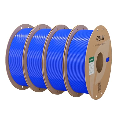 eSUN PLA Basic Filament 1.75mm, 3D Printer Filament High Speed PLA for Fast Printing, 1KG Spool, 4 Spools 3D Printer Filament, Blue