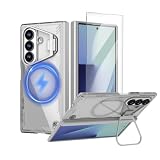 Nillkin Galaxy Z fold7ケース クリア 透明 強化ガラスフィルム付き スタンド機能 ヒンジ保護 Magsafe/MagFit対応 ワイヤレス充電対応 マグネット吸着 ギャラクシー Z Fold7 エコ素材 すり傷防止 薄型 上質 ビジネスに最適