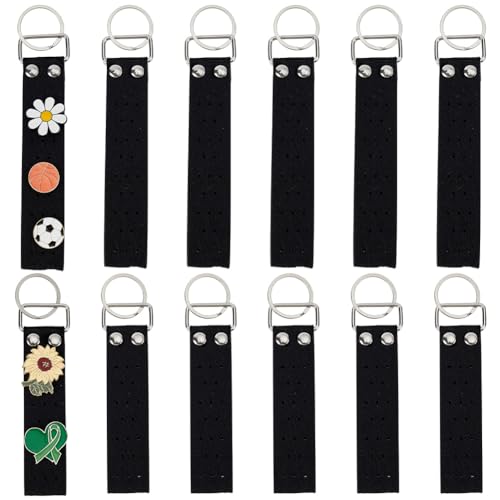 ORIGACH Portable Pin Display Keychains, 12-Piece Set, Black