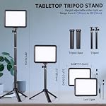 LED Kit d'éclairage de photographie, NiceVeedi 2-Pack 8” Lampe vidéo portable avec support de trépied réglable, 2800K-6500K Lampe Softlight Studio pour Zoom, Streaming de jeu, YouTube