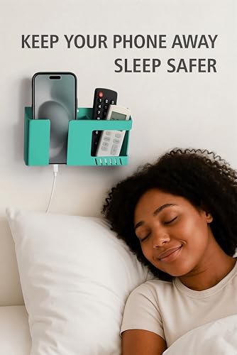 Image of WALLVIEW TECH Mobile Phone Charging Stand, Multi-Functional Storage Holder, Bedside Fixed Rack, Bedroom, Office Accessories, Portable Electronic Devices (Green)