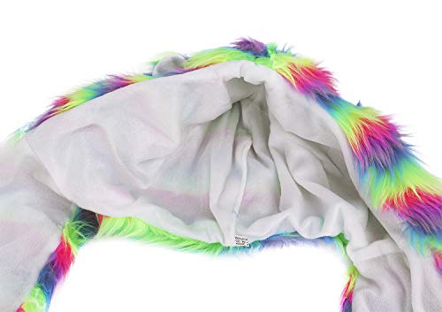 Unisex 3 in 1 Winter Thermal Plush Earflap Hooded Hat Scarf Pocket Gloves Set Faux Fur Windproof Animal Themed Costume Hat3