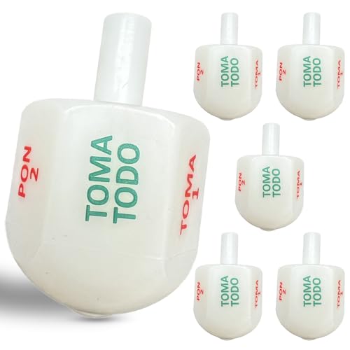 Set of 6 Toma Todos Pirinola Mexicana Spinner Plastic Spinning Top. Perfect for Mexican Fiesta Themed Party Board Games, Cinco de Mayo Family Game and Decoration