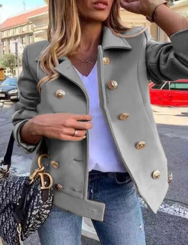IDEALSANXUN Cropped Wool Coats for Women Fall Winter Peacoat Trench Coat Casual Dressy Blazer Jacket Outwear2